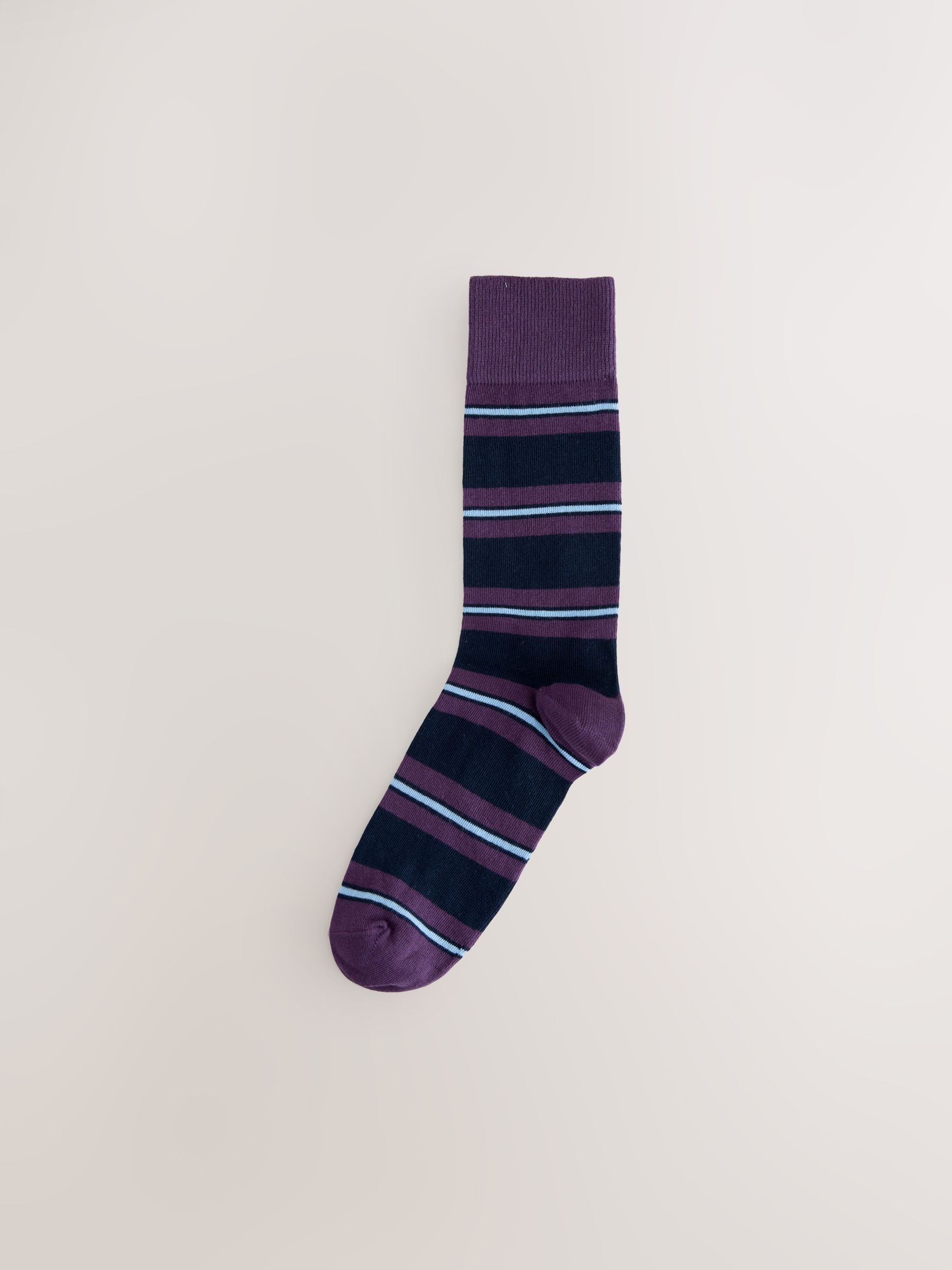 Blauw/rood/bruin gestreept - Set van 8 sokken met patroon