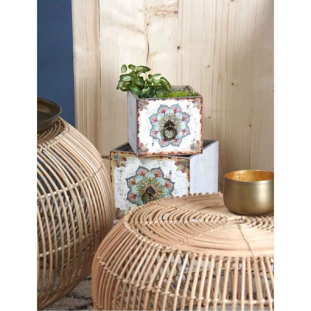 Aubry Gaspard Corbeilles tiroirs motif mandala