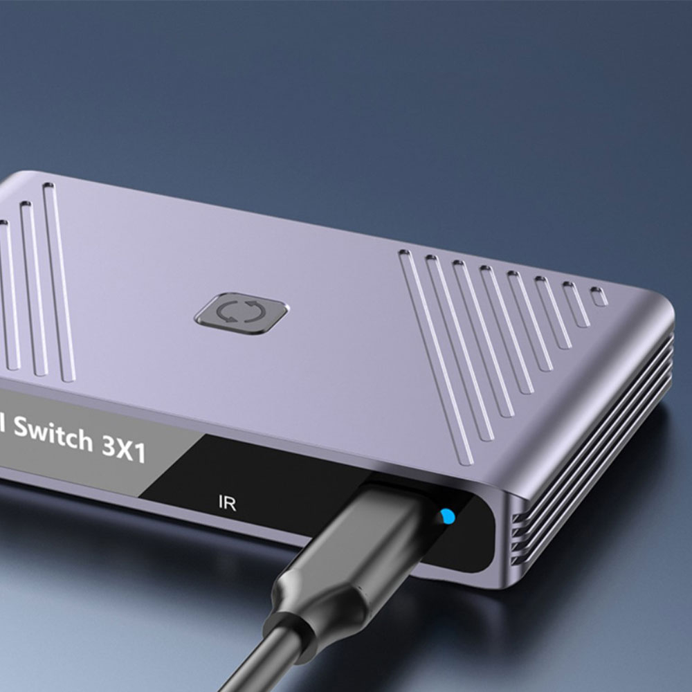 HDMI 3 in 1 Audio und Video Switch Splitter Adapter 8K@60Hz inkl. USB-C Port und Fernbedienung - Grau