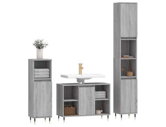 VIDAXL - Ensemble de meubles de salle de bain 3 pcs sonoma gris