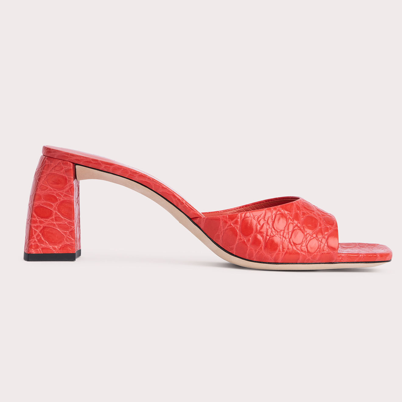 By Far Mules en Cuir Romy rouges - Talon 7 cm