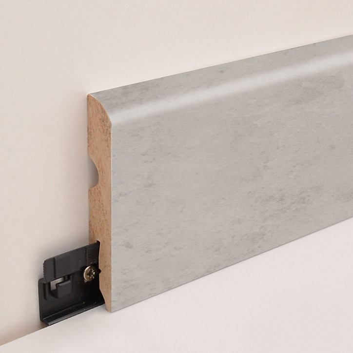 Plinthe arrondie MDF décor 8 aspect béton gris GoodHome 220 x 8 cm, ép.13 mm