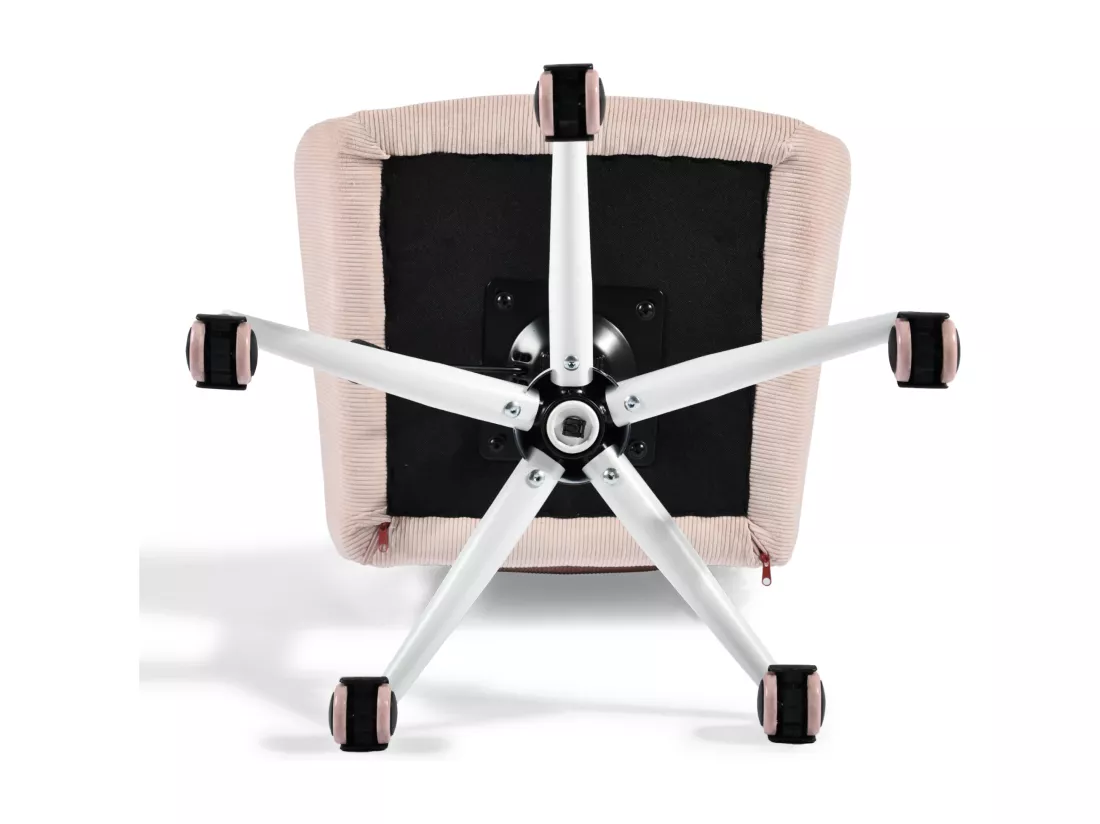 URBAN MEUBLE Chaise de bureau en velours côtelé rose, réglable en hauteur, rotation à 360°