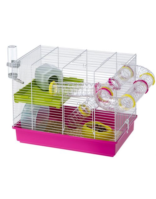 Ferplast Hamsterkooi Laura - Dierenverblijf - 46x29.5x37.5 cm Roze