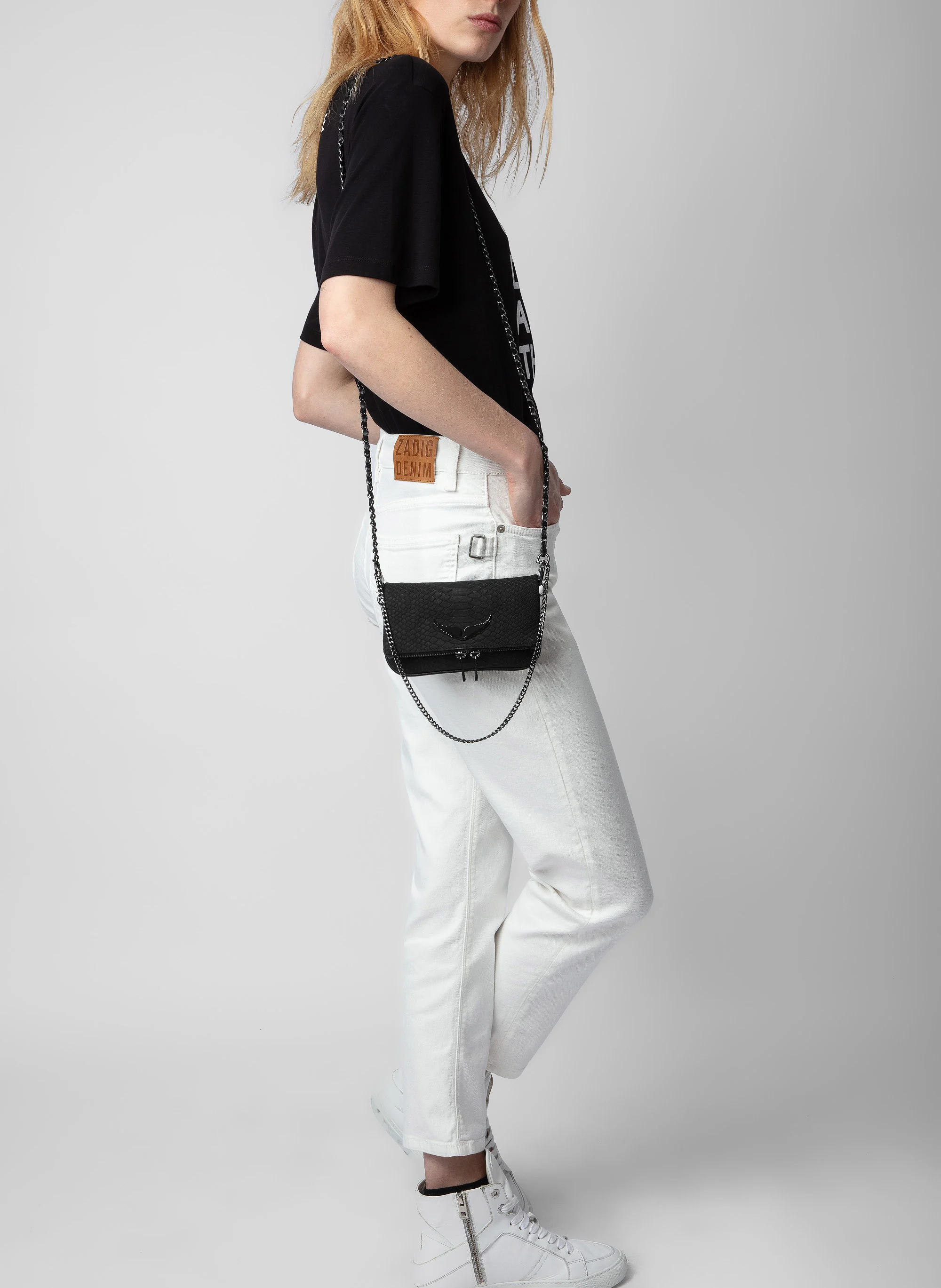 ROCK NANO - Sac pochette en cuir effet python | Noir