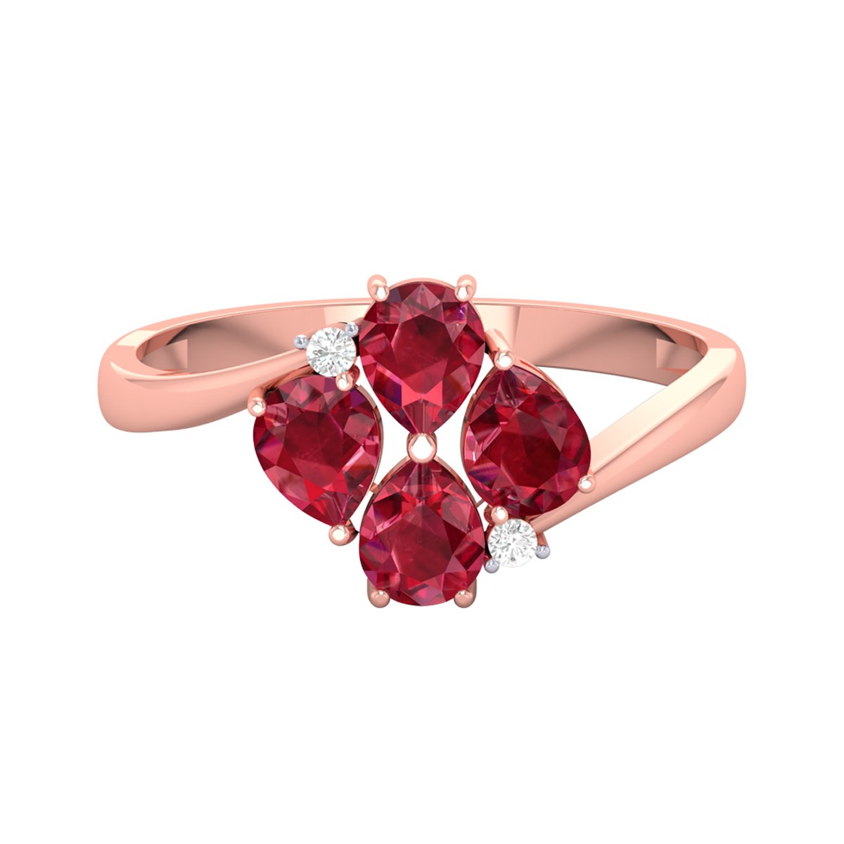 Bague ADEN Or 585 Rose Rubis et diamants 1.87grs