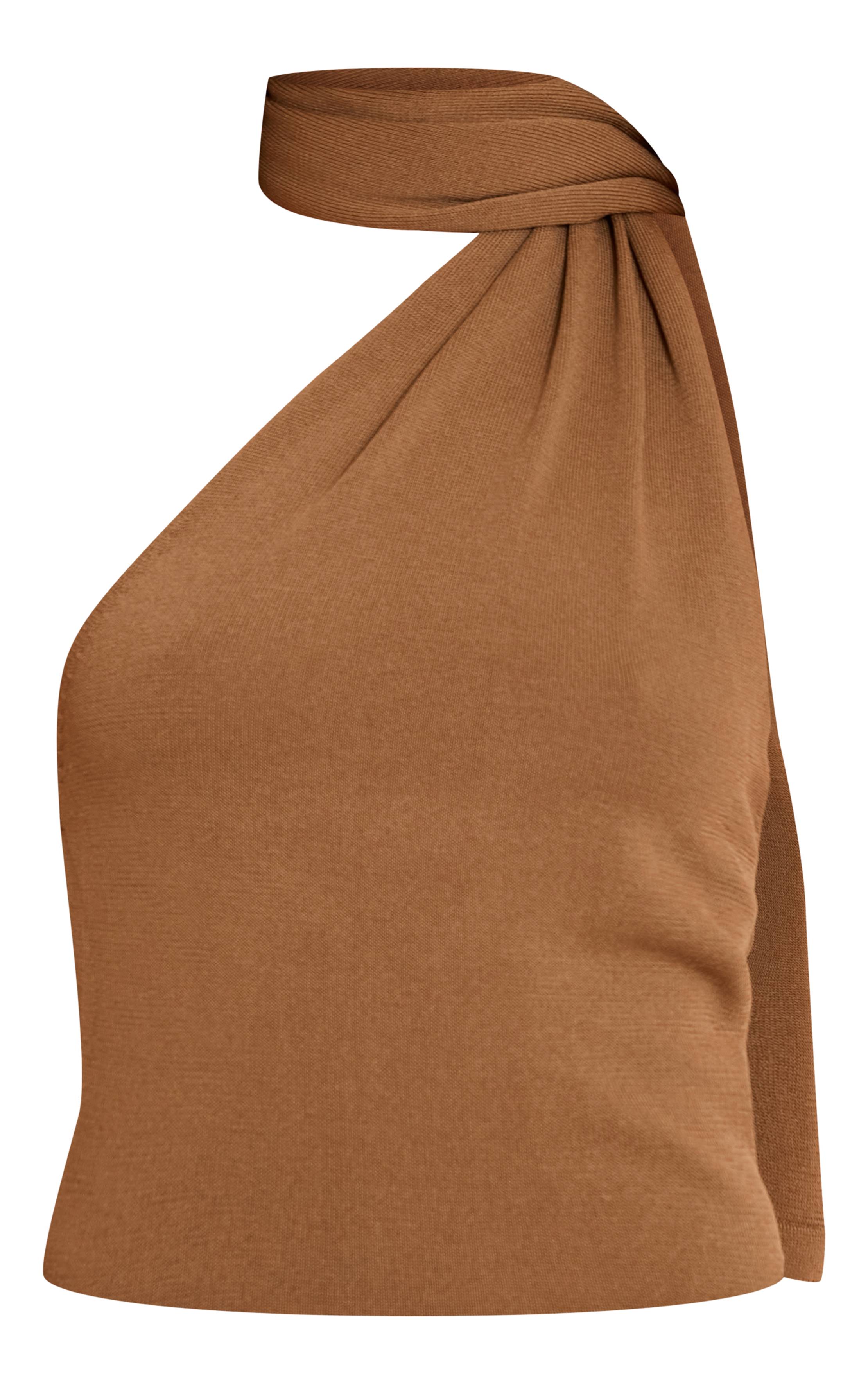 Kaki Haut En Maille Sans Manches Avec Détail Col Foulard