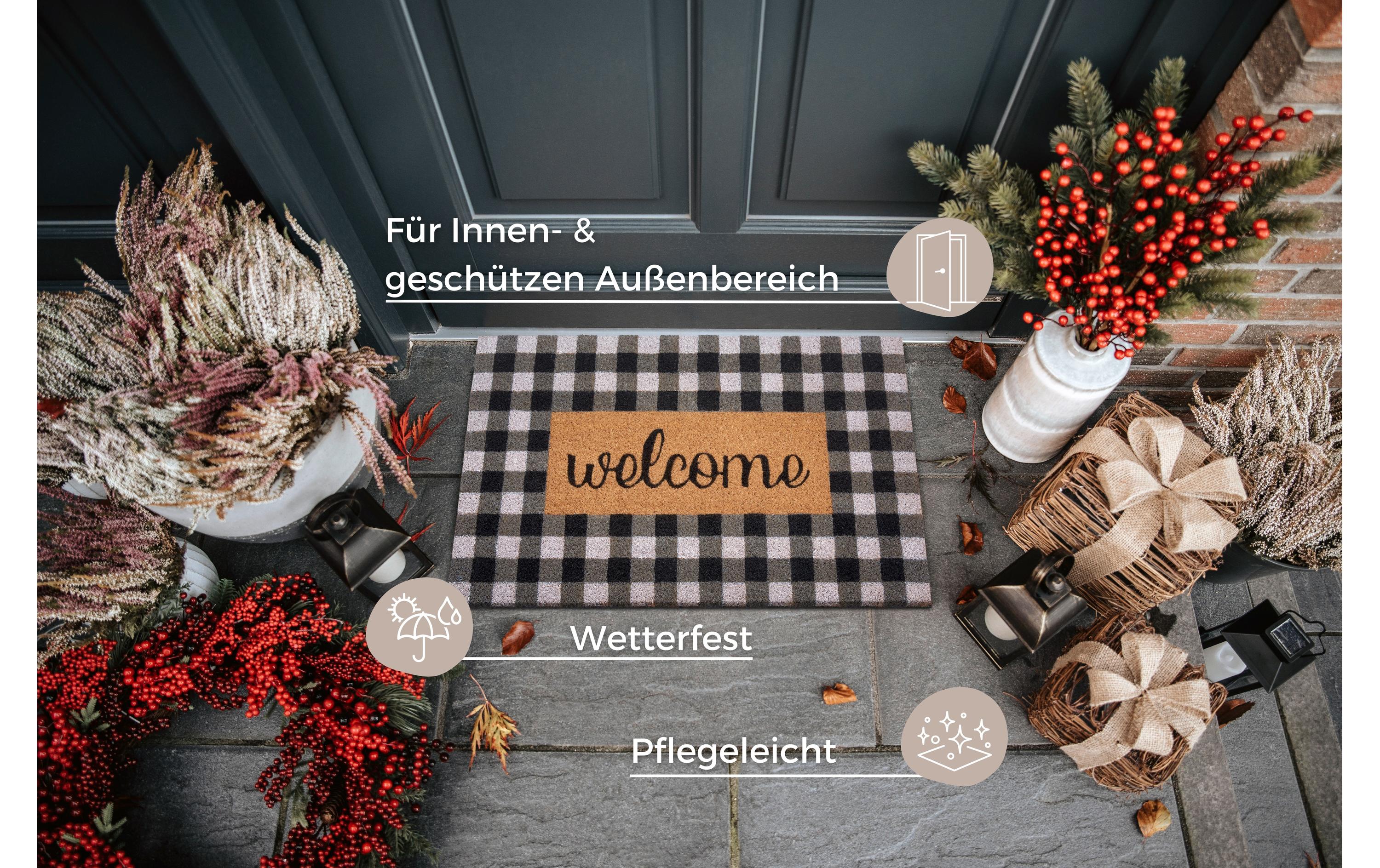 Fussmatte Welcome 45 cm x 70 cm, Braun/SchwarzRutschfeste Türmatte