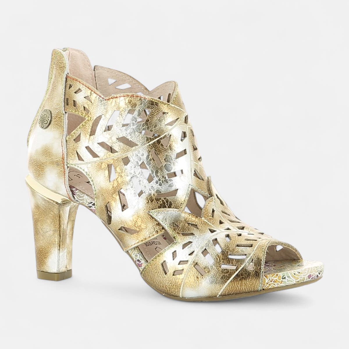 Nu-pieds à talon Femme en cuir bronze
