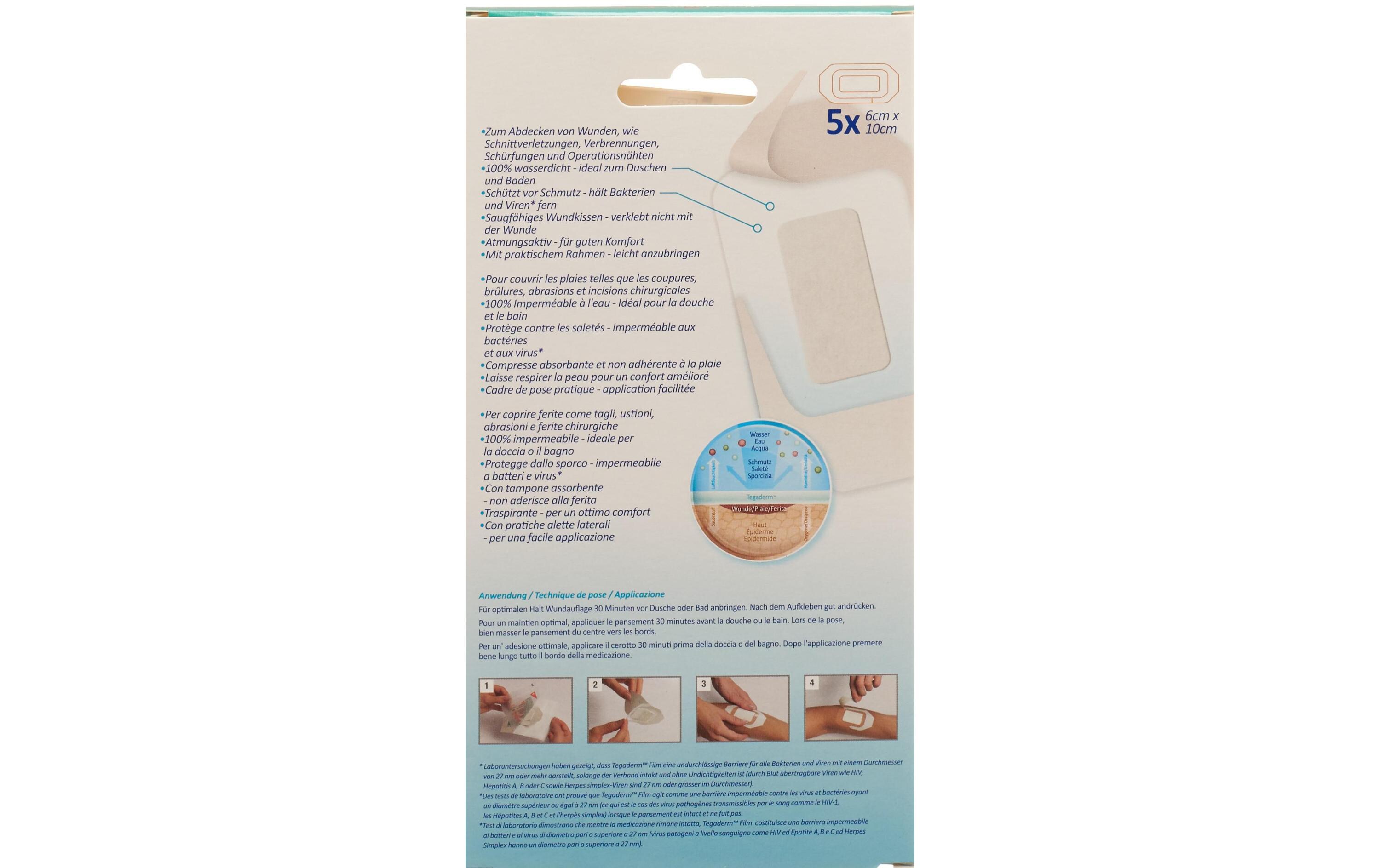Wundpflaster Professional Care +Pad 6 x 10 cm, 5 StückTransparentverband mit Wundkissen