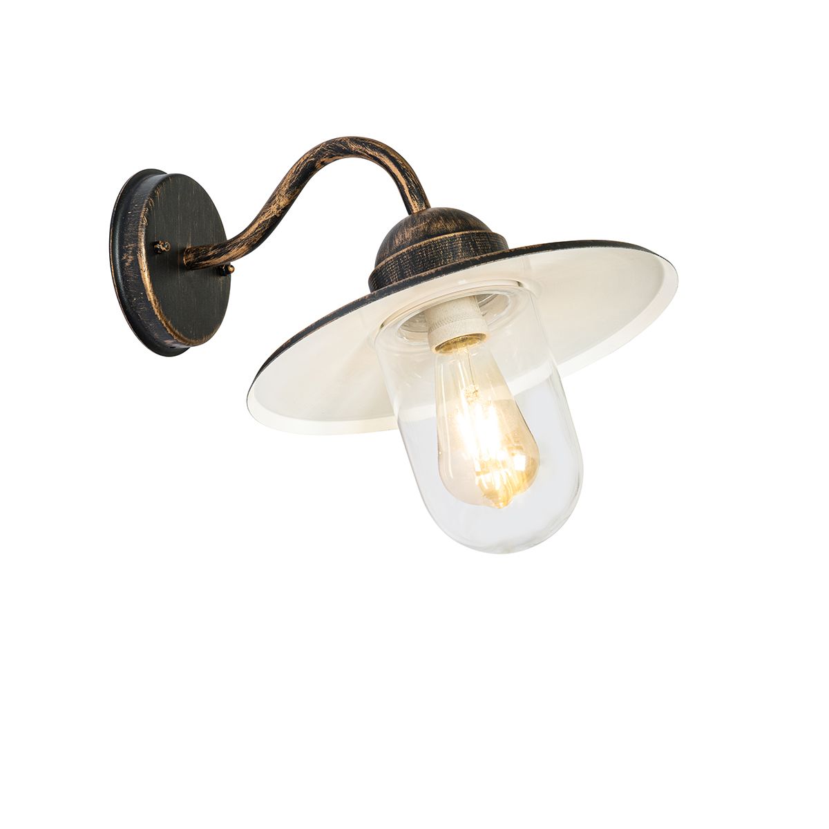 Landelijke buiten wandlamp antiek goud IP44 - Kansas