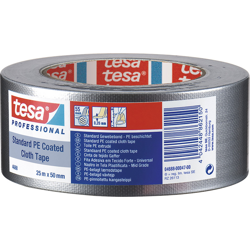 Tesa PRO professionele duct tape Zwart 50mmx50m