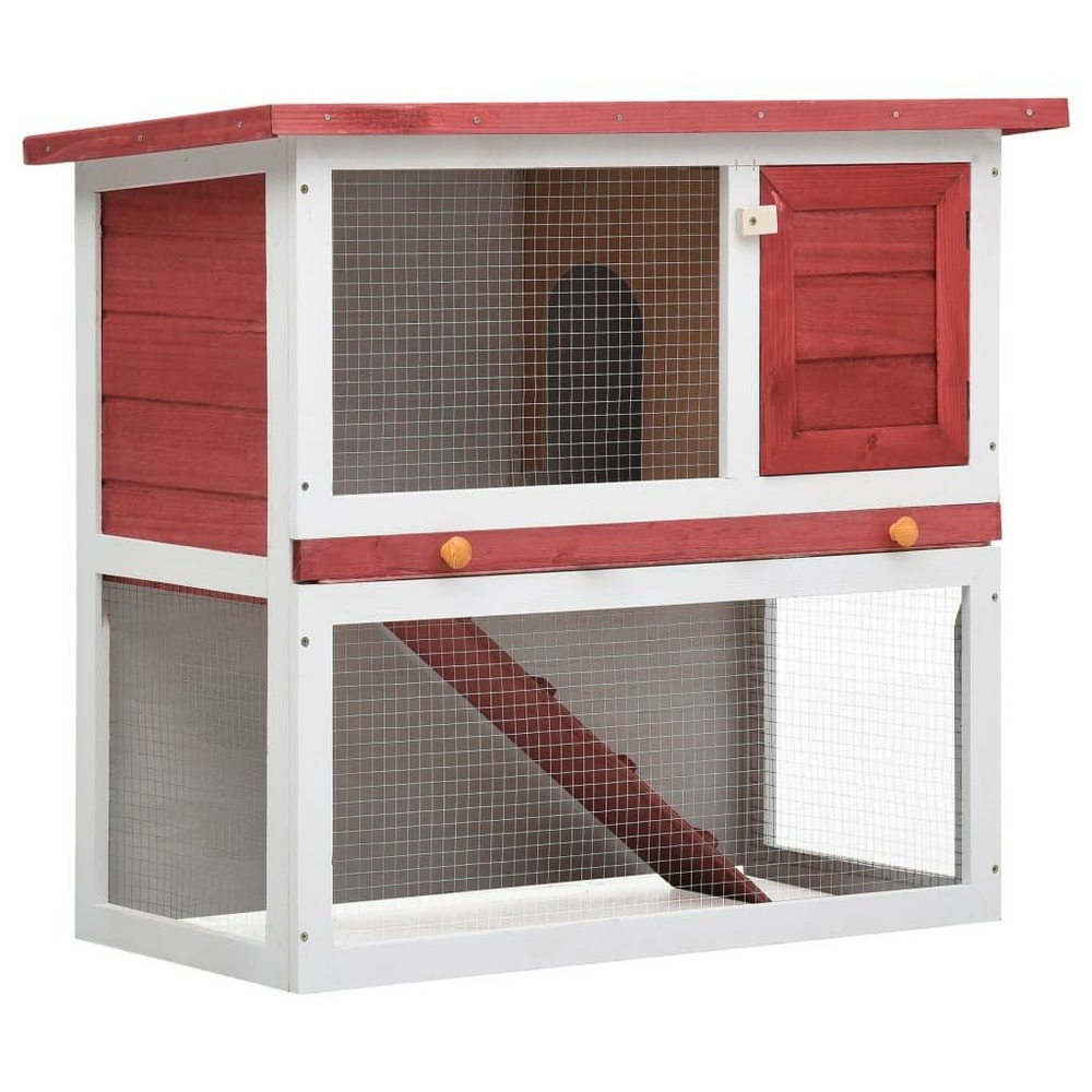 Clapier d'extérieur 1 porte 90 x 45 x 80 cm rouge bois