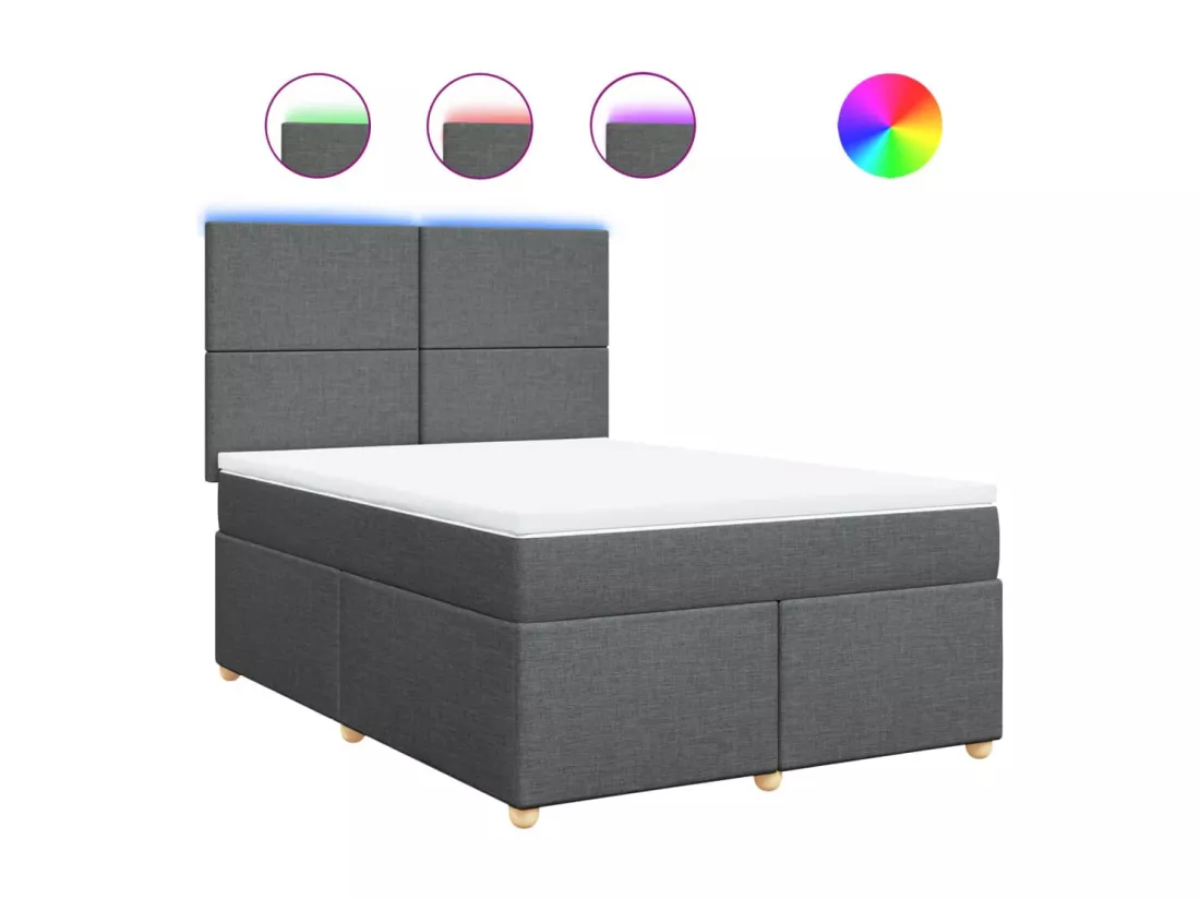 Sommier à lattes de lit avec matelas Gris foncé 140x190cm Tissu