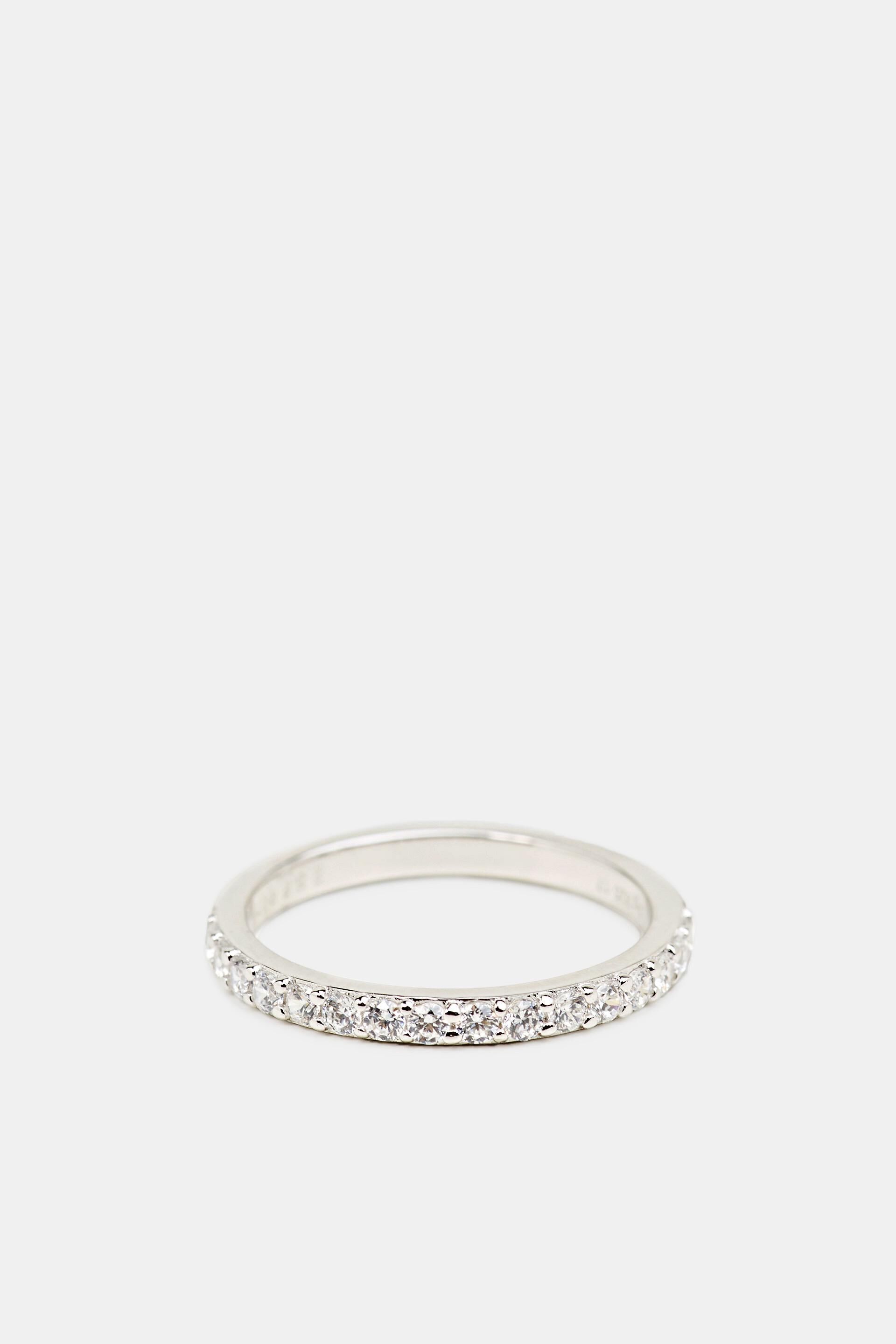 Bague sertie de zircone, argent sterling