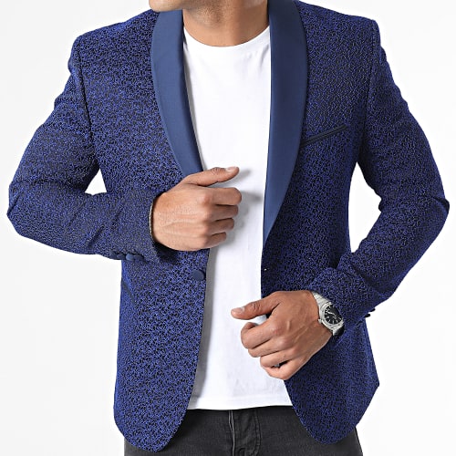 Veste Blazer Noir Bleu Roi