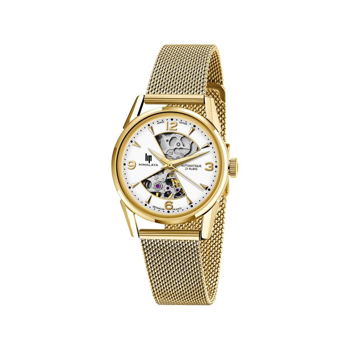 Montre Lip femme automatique métal doré