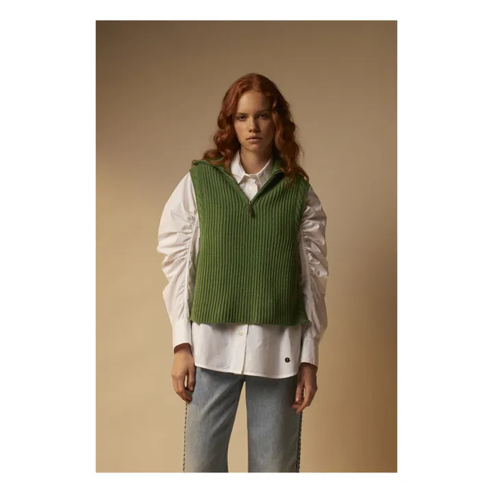 Tressé Pull Sans Manches Malou Laine Mérinos | Vert