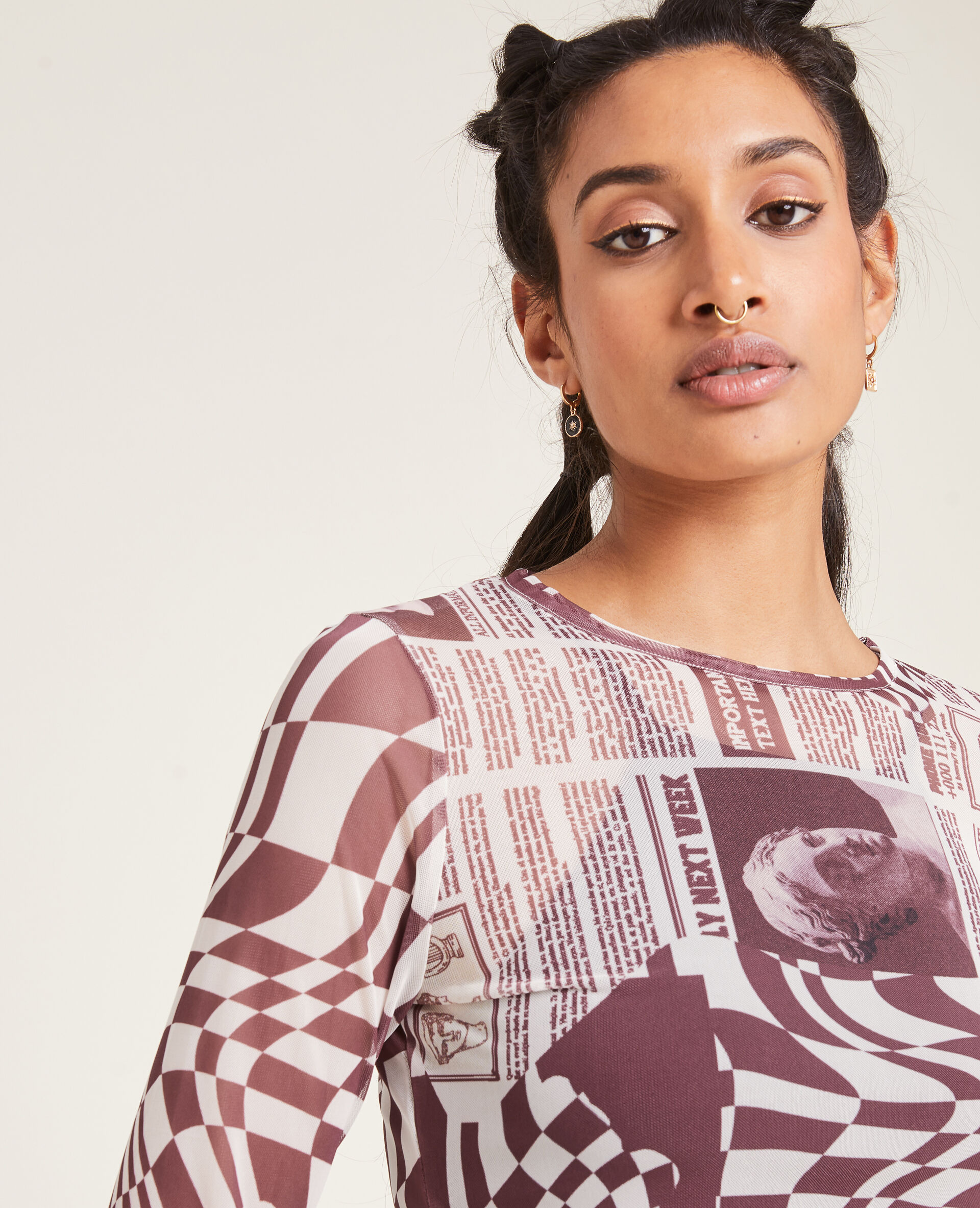 Top en maille transparente - Blanc