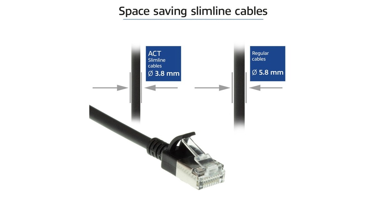 ACT ConnectivityLSZH U/FTP CAT6A datacenter slimline patchkabel snagless met RJ45 connectoren  (Zwart, 5 meter)