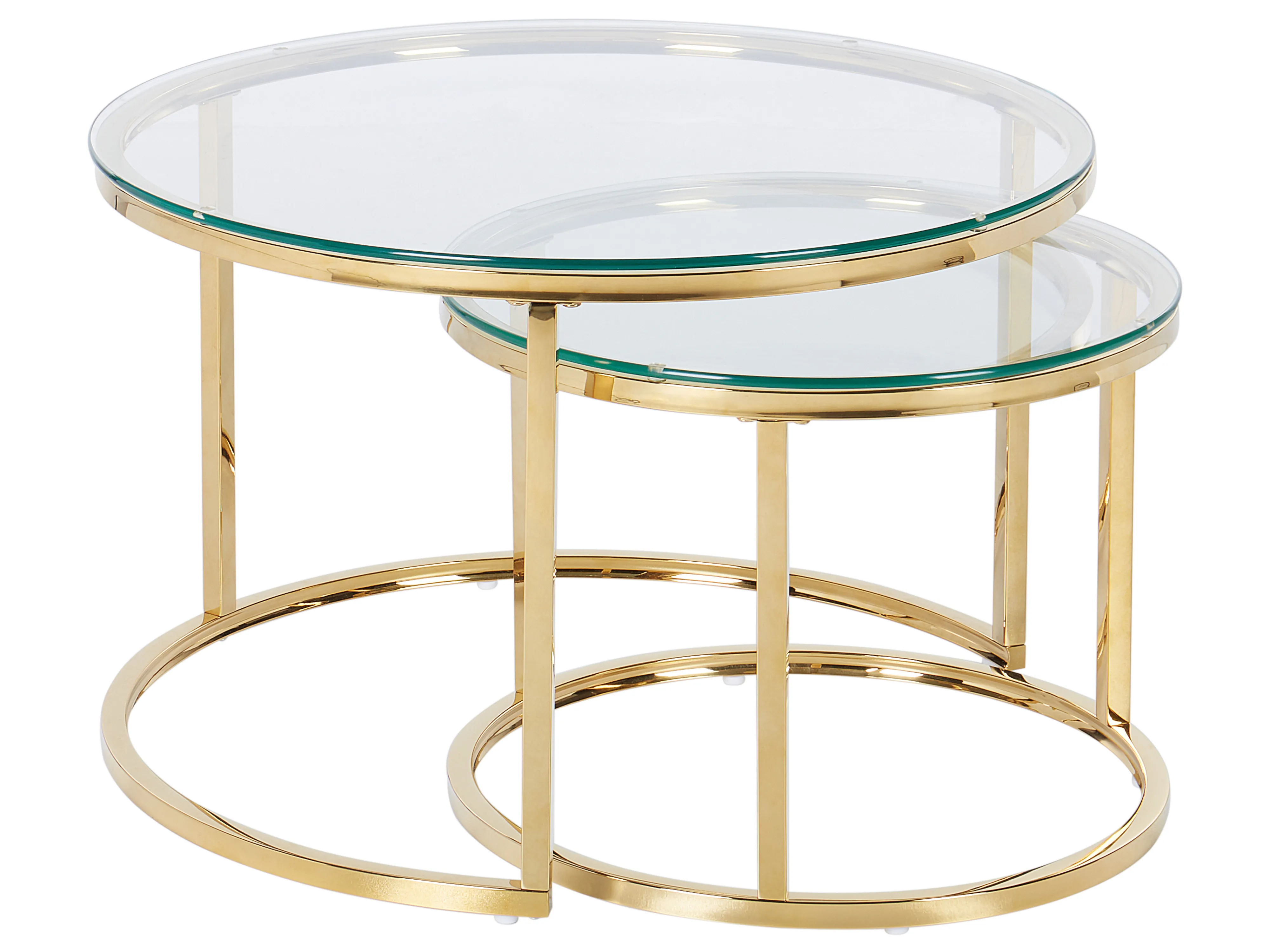 Set van 2 salontafels GRANGE Veiligheidsglas Goud