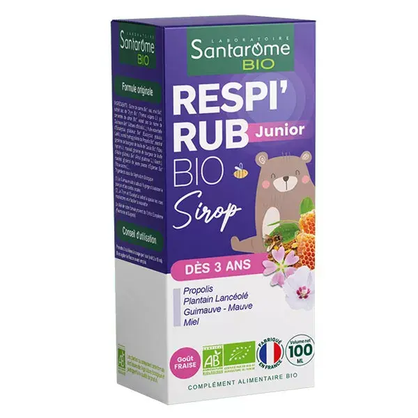 Xarope Infantil Santarome Bio Respi'Rub com Própolis Orgânica Sabor Morango 100 ml