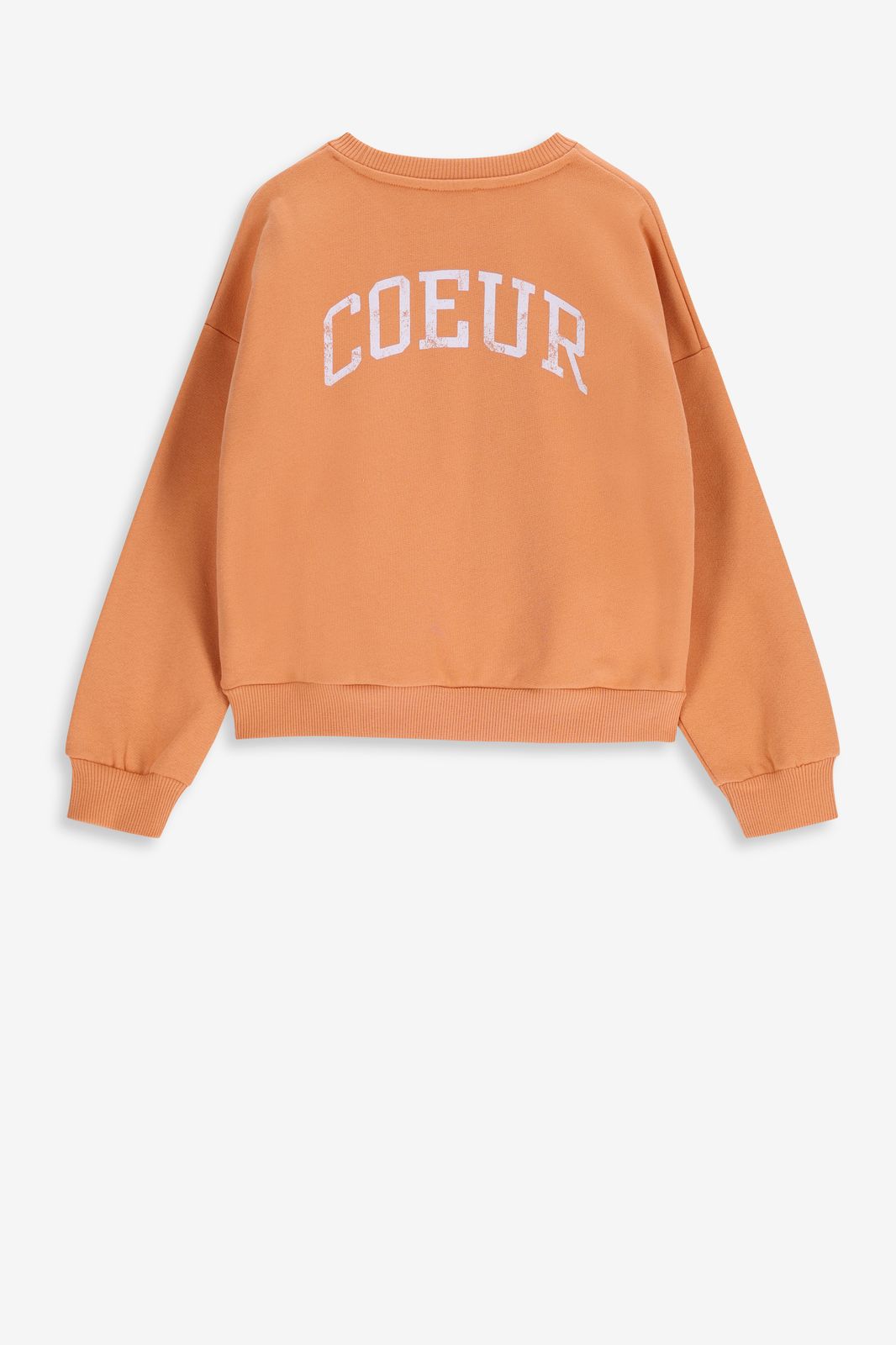 Lichtoranje oversized sweater met artwork