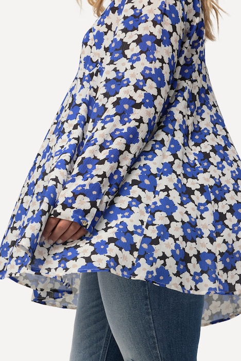 Bluse, bedruckt, A-Linie, Carree-Ausschnitt, Langarm