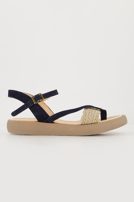 Sandalen, zweifarbig, Flechtriemen, Weite H