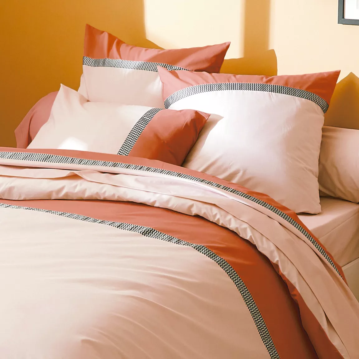 Housse de couette percale de coton (240 x 220 cm) Macassar Cognac