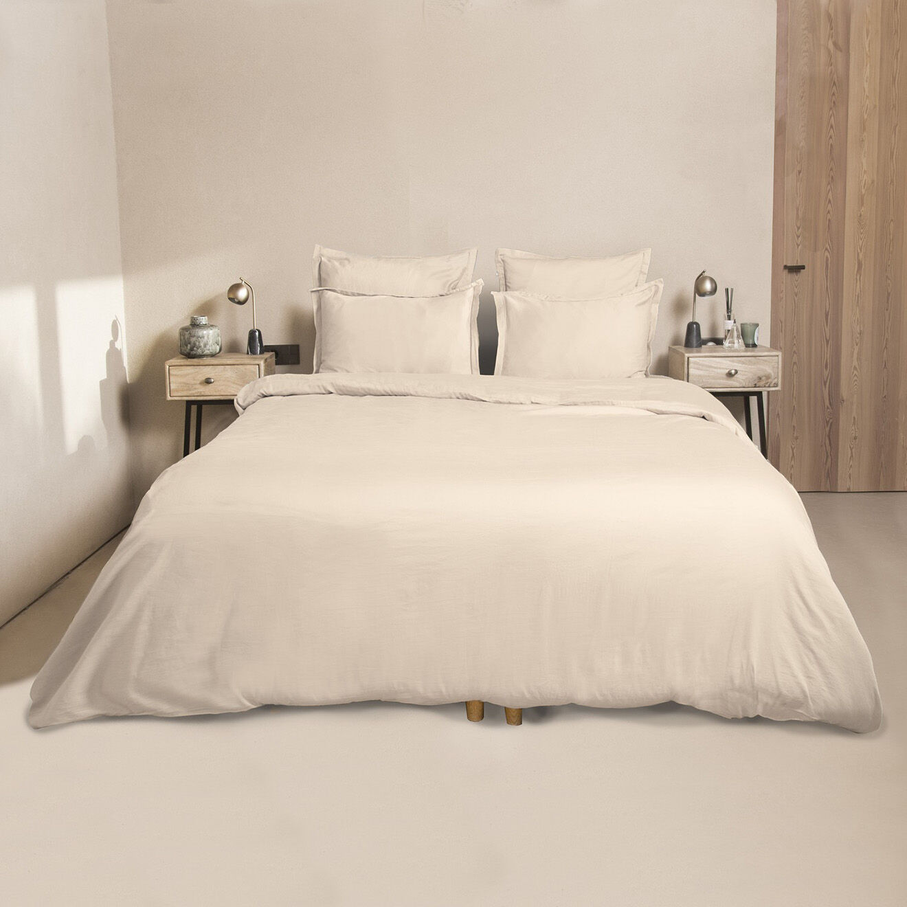 Febronie Housse de couette 100% Satin de Coton Julia beige
