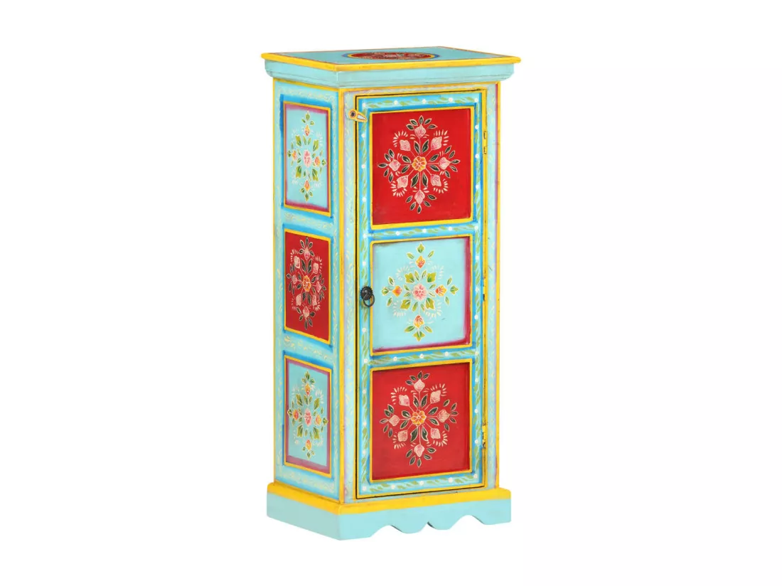 Buffet peint à la main 40x30x90 cm Bois de manguier solide