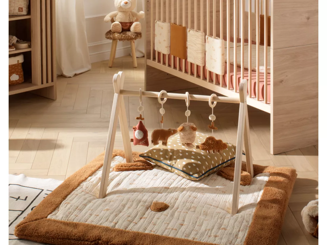 Grand tapis de jeu en double gaze de coton et sherpa