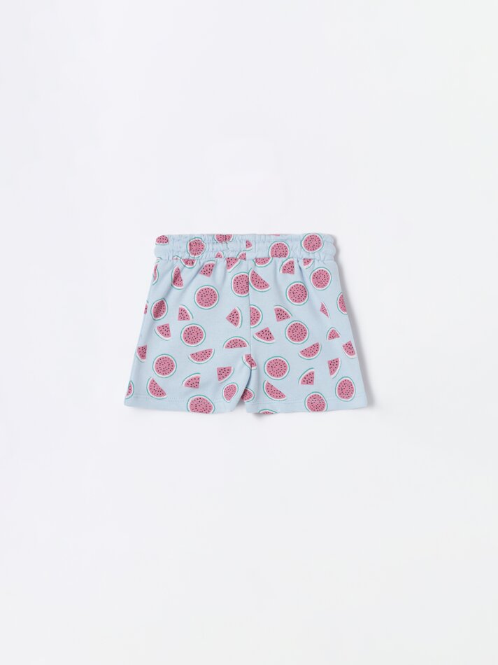 Calções de lã polar com babados - Rosa fluorescente
