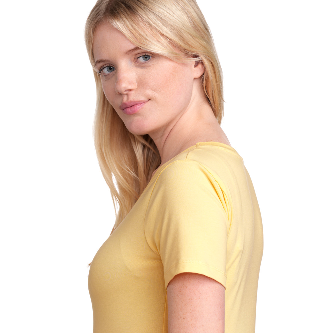 Gina Benotti Damen T-Shirt mit V-Ausschnitt hellgelb