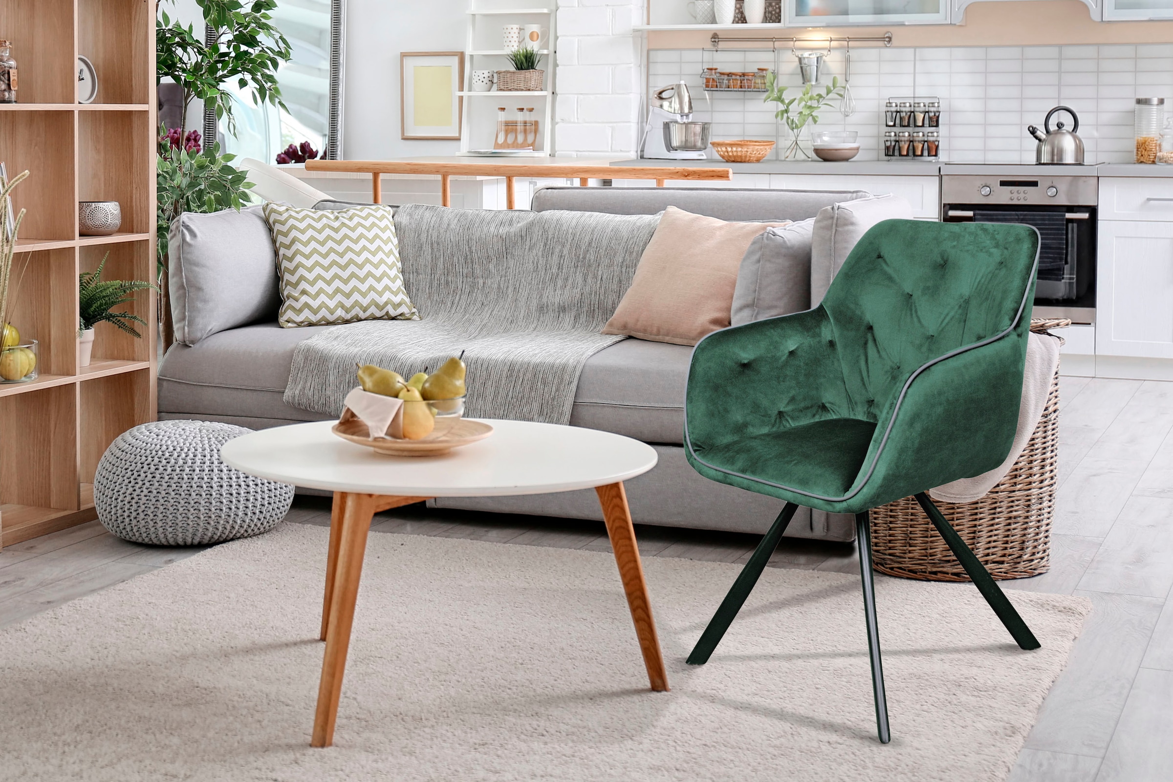 Kayoom Polsterstuhl »Stuhl Eann 125, Stuhl im Retro-Design, edles Design« () 1 Stk.stilvoll, pflegeleicht, samtweicher Stoffbezug, edles Design