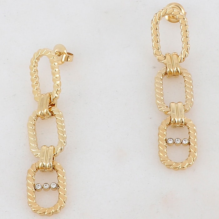Boucles d'oreilles - Acier inoxydable doré & oxyde de zirconium