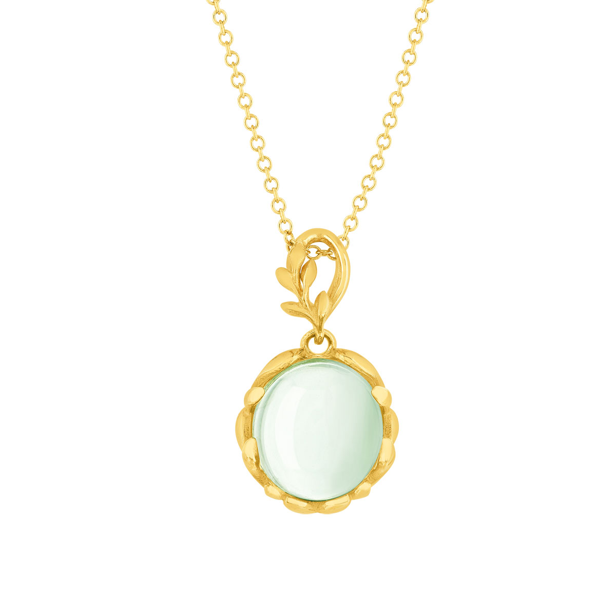 Collier or 375 jaune quartz vert 48 cm