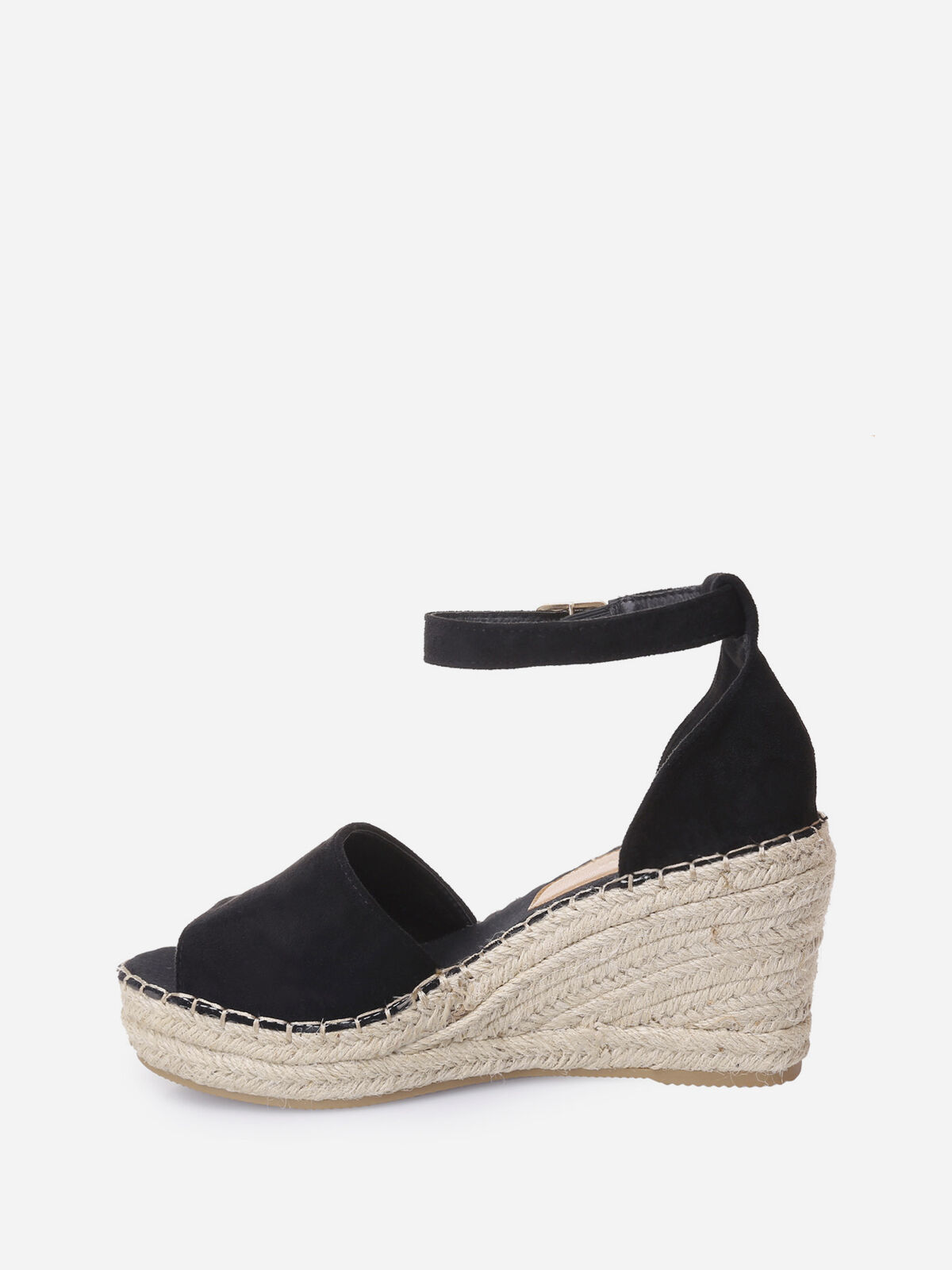 Sandales compensées avec cordage- Noir