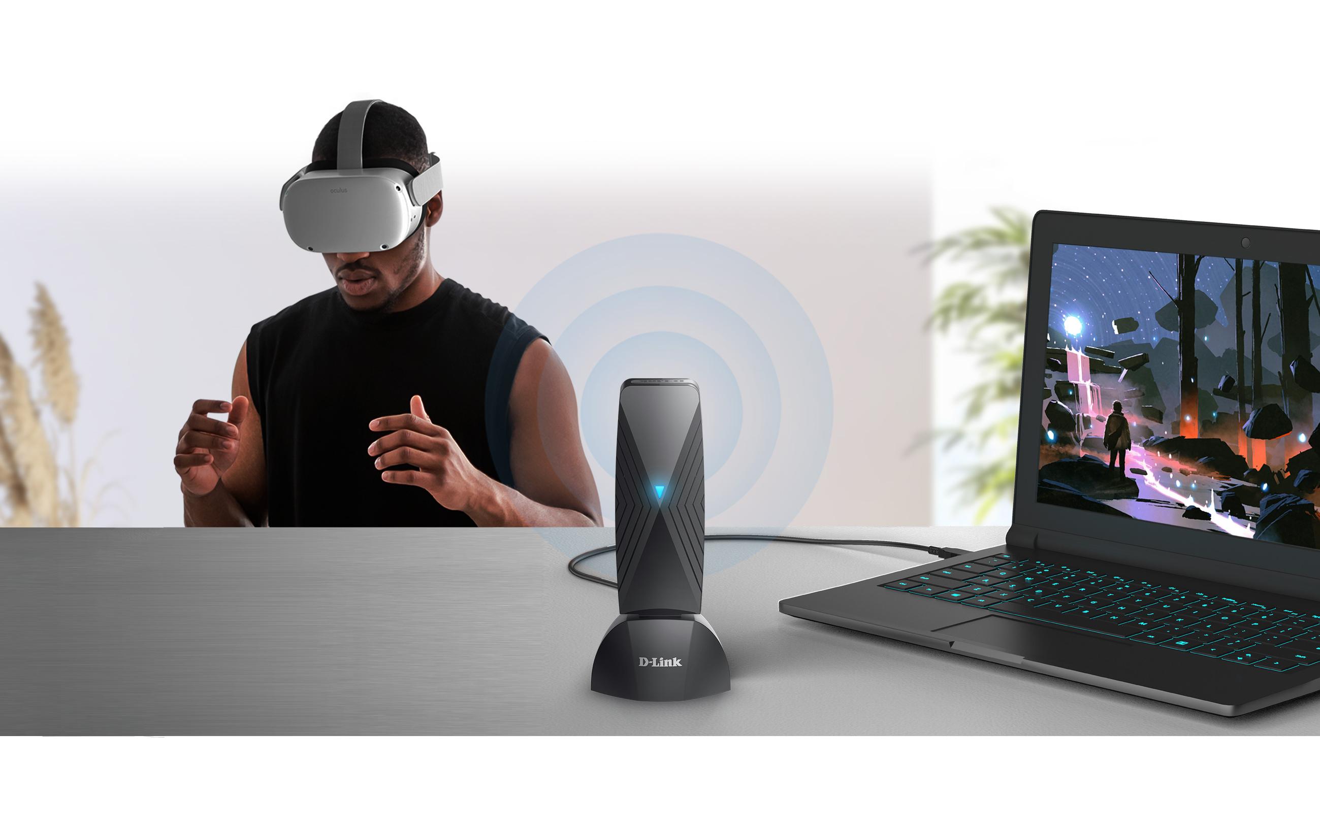 WLAN-AX USB-Stick VR Air Bridge DWA-F18Lebendige VR mit 360°-Bewegungsfreiheit