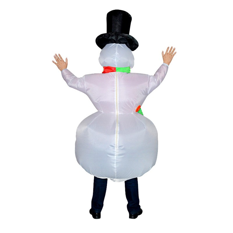 (160-190cm) Christmas Erwachsenen Kostüm Aufblasbare Schneemann Weihnachts Verkleidung für Motto Partys inkl. Schal (Batteriebetrieben) - Weiss