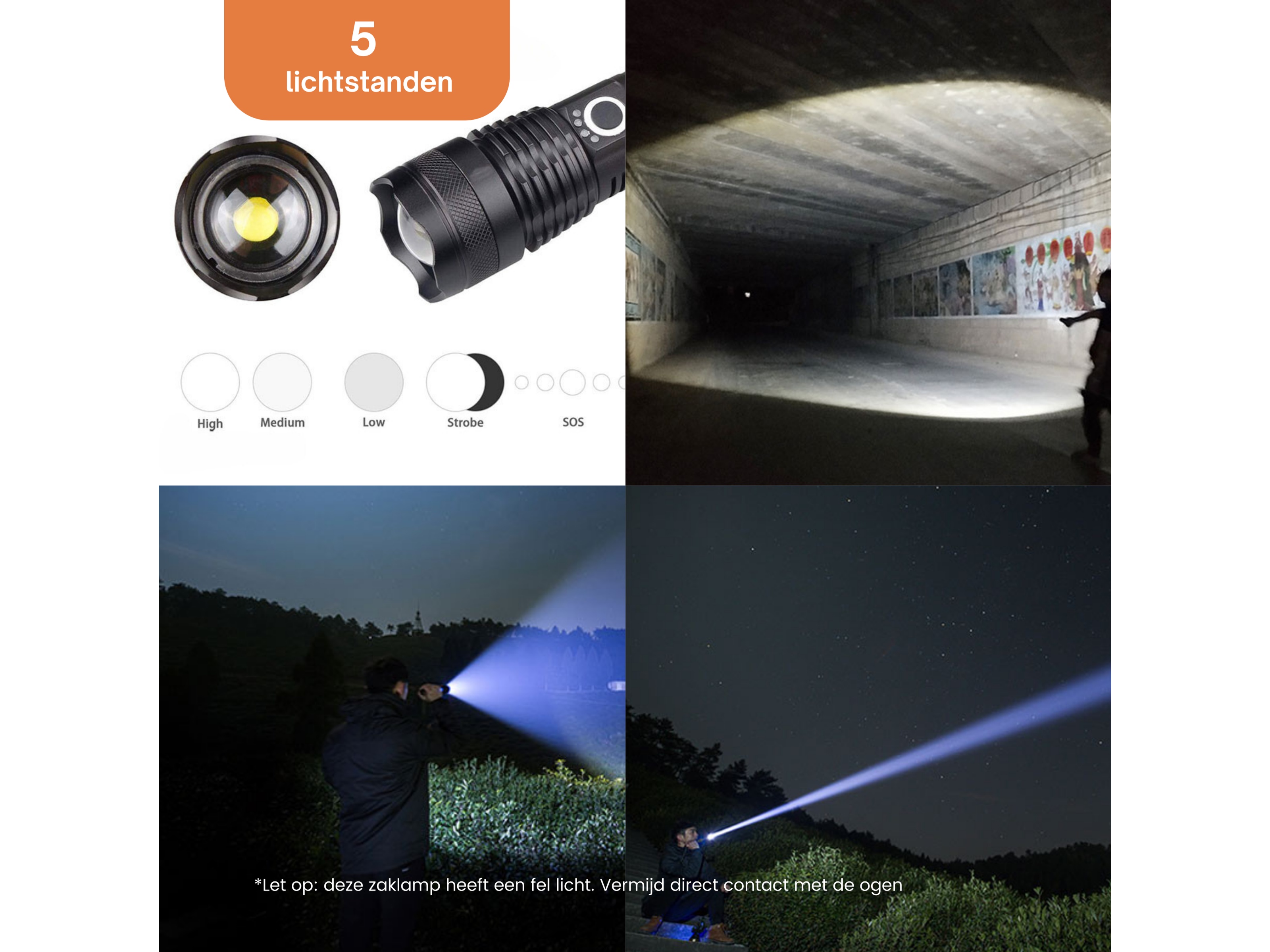 Thousandtravelmiles oplaadbare zaklamp - 3000 lumen