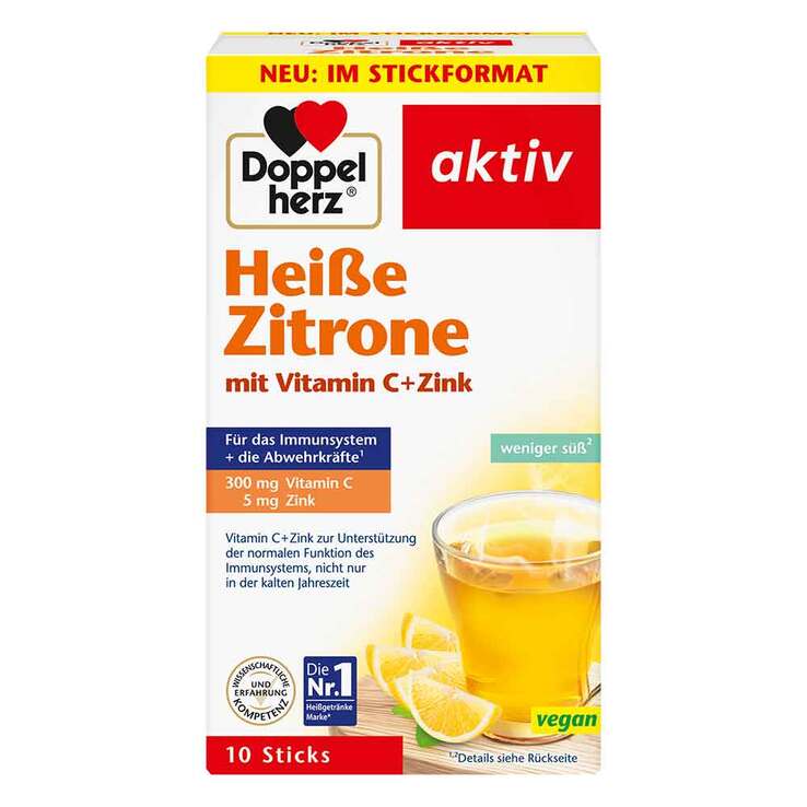 Doppelherz Heiße Zitrone Vitamin C+Zink Granulat, 10 St