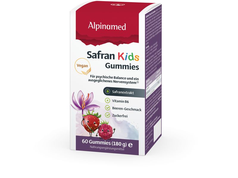 Alpinamed Safran Kids Bären 60 Stück Vegane Gummibärchen mit Safranextrakt für Kinder