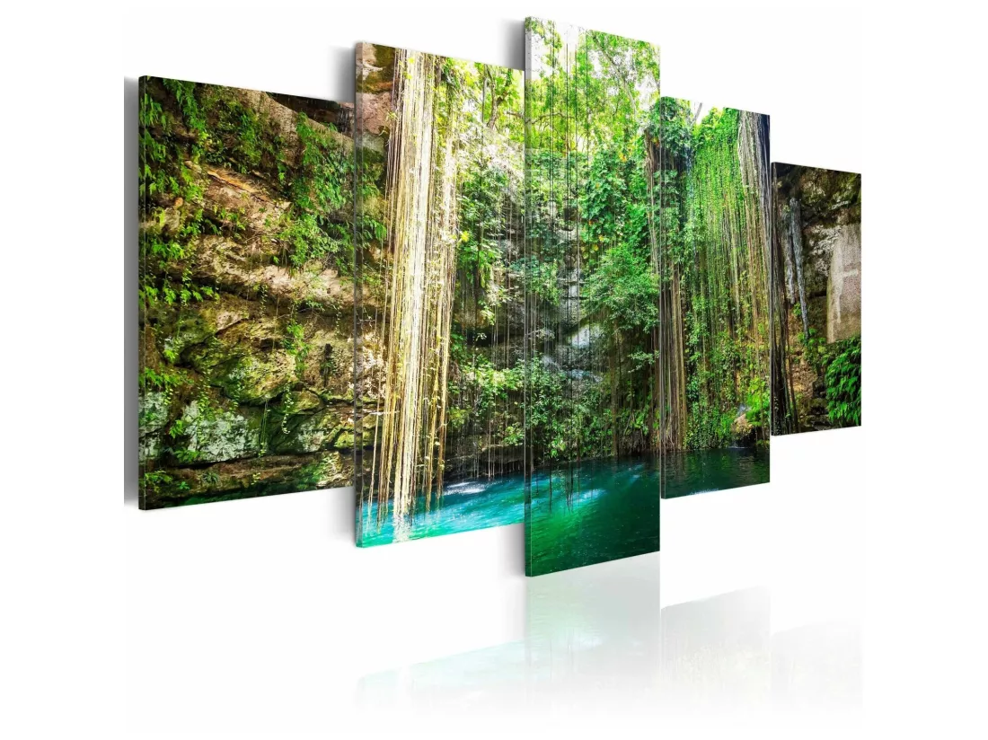 Tableau cascade parmi les arbres - 200 x 100 cm
