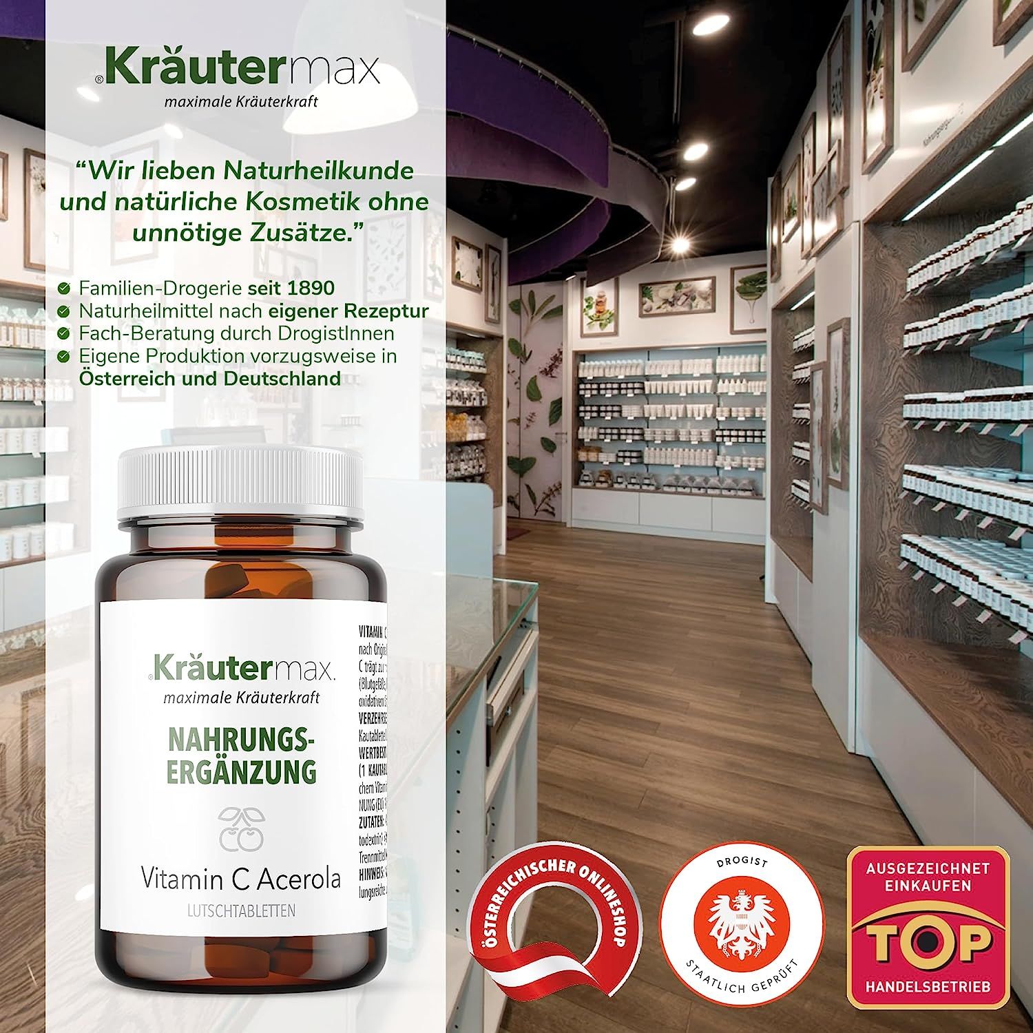 Kräutermax Vitamin C Acerola 593 mg Lutschtabletten - Kautabletten