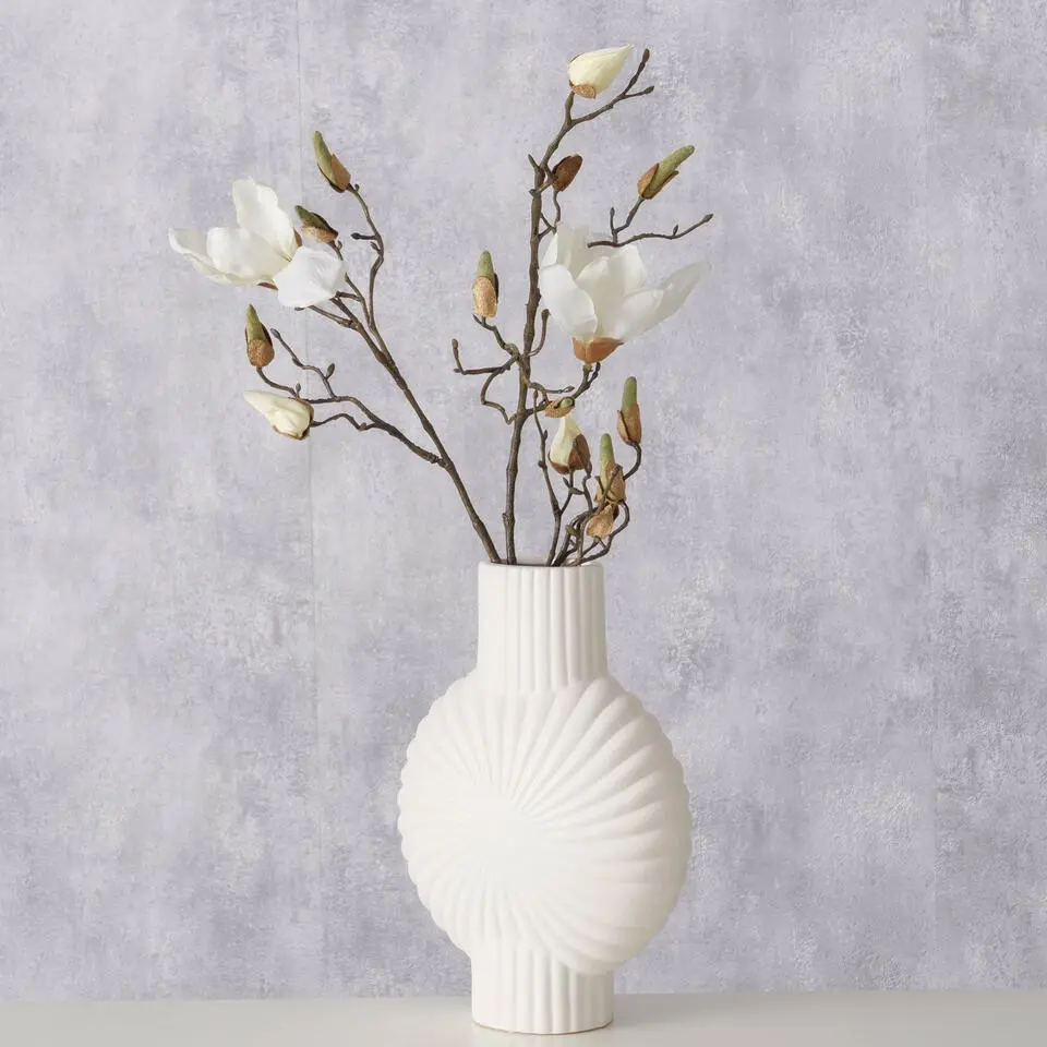 Boltze Bloemenvaas Venice - wit - keramiek - D20 x H28 cm