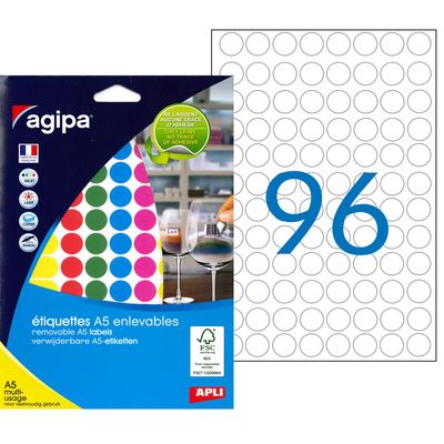 Apli Agipa - Etui A5 - 576 Pastilles adhésives enlevables - couleurs assorties - diamètre 15 mm - réf 101826