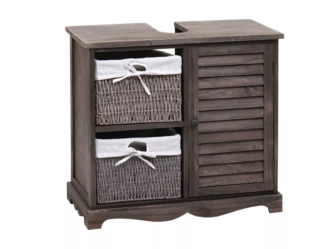 Meuble sous-lavabo MCW-H20, shabby gris-brun