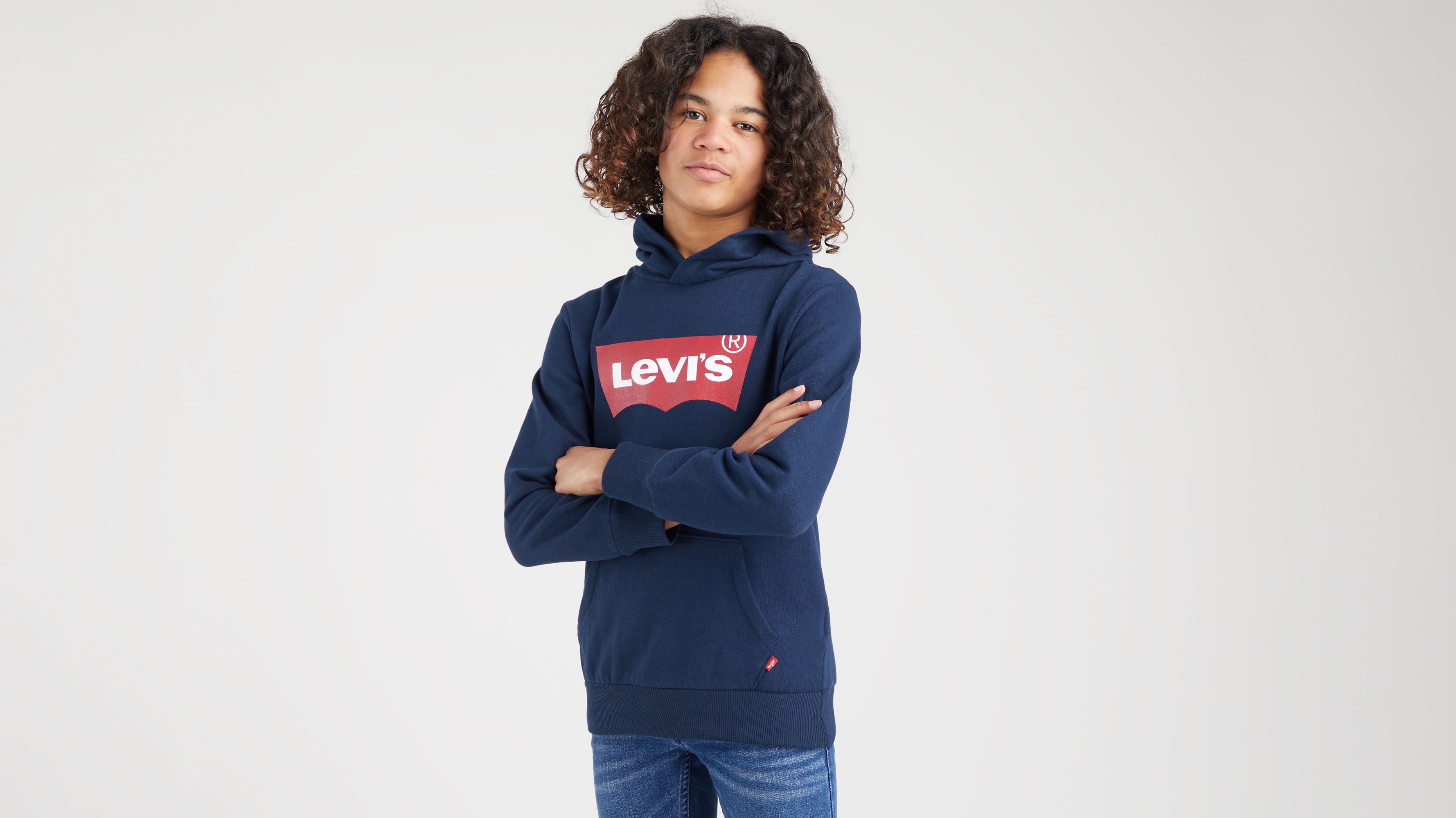 Sweat à capuche sérigraphié Batwing pour adolescent - Dress Blues - Bleu